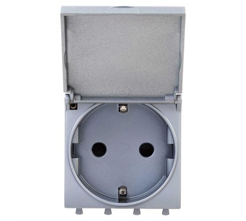 Розетка с крышкой модульная, 2P+E, с з/ш, "Avanti", "Закаленная сталь",2 модуля  4404012  DKC