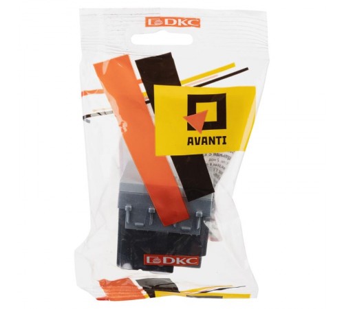 Розетка с крышкой модульная, 2P+E, с з/ш, "Avanti", "Закаленная сталь",2 модуля  4404012  DKC