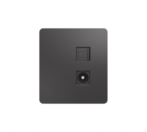 Розетка ROUND компьютерная RJ45 кат6 + TV с/у титан  KR-78-0722-2  Kranz