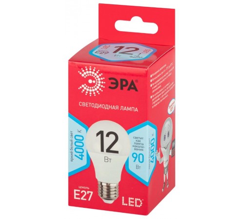 Лампа светодиодная LED A60-12W-840-E27 R (диод, груша, 12Вт, нейтр, E27) (10/100/2000)  Б0049636  ЭРА