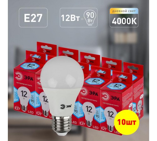 Лампа светодиодная LED A60-12W-840-E27 R (диод, груша, 12Вт, нейтр, E27) (10/100/2000)  Б0049636  ЭРА