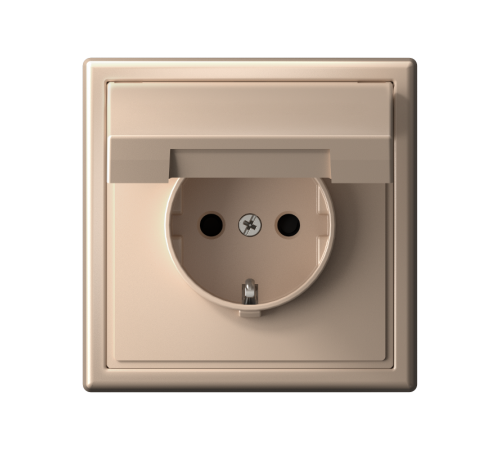 ArtGallery Песочный Розетка с заземлением со шторками с крышкой, 16А, IP20,  механизм, быстрозажим. клем.  GAL001246S  SE