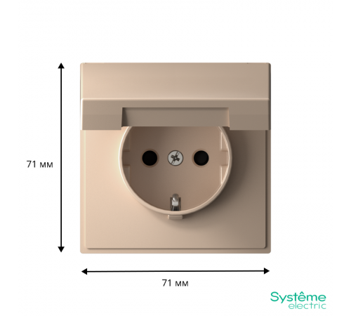 ArtGallery Песочный Розетка с заземлением со шторками с крышкой, 16А, IP20,  механизм, быстрозажим. клем.  GAL001246S  SE