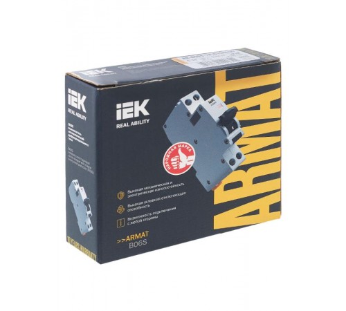 Выключатель автоматический дифференциального тока АВДТ B06S 1P+NP C10 30мА тип A (18мм) ARMAT IEK  AR-B06S-1N-C10A030  IEK