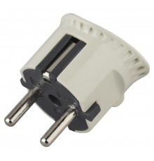 Вилка V5  плоская c/з 16A прямой ввод белая (10/200/7000) Б0019192  ЭРА