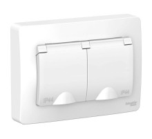 Blanca Белый С/У Розетка 2-ая с заземлением со шторками IP44, 16А, 250В  BLNRS441121  SE