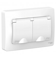 Blanca Белый С/У Розетка 2-ая с заземлением со шторками IP44, 16А, 250В  BLNRS441121  SE