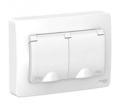 Blanca Белый С/У Розетка 2-ая с заземлением со шторками IP44, 16А, 250В  BLNRS441121  SE