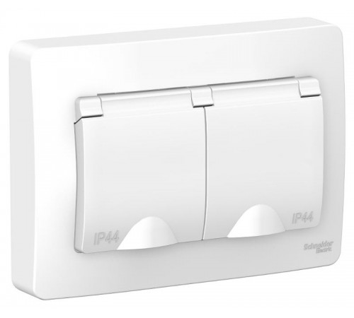 Blanca Белый С/У Розетка 2-ая с заземлением со шторками IP44, 16А, 250В  BLNRS441121  SE