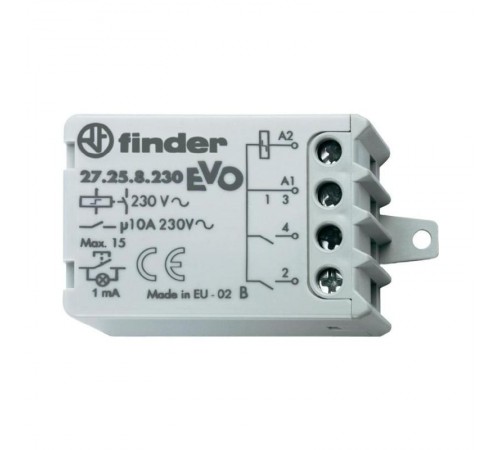 Шаговое электромеханическое реле EVO; 2NO 10А, 4 состояния; контакты AgNi; питание 230В АC; монтаж в коробке; фланец; степень защиты IP20