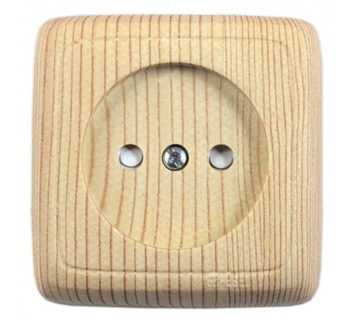 Розетка открытой установки, одноместная, с изолирующей пластиной, цвет сосна  РА16-103-02  HEGEL