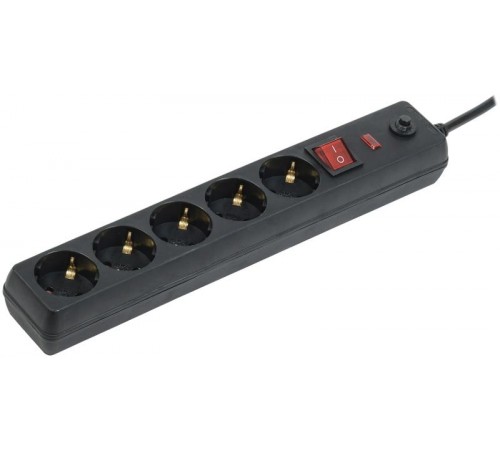 Сетевой фильтр СФ-05К-выкл. 16А 5 мест 5м 3х1мм2 черный  WFP10-16-05-05-ZK-K02  IEK