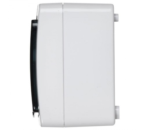 Гермес PLUS белая клав.дымчатая крышка Блок выключатель 1-клавишный и розетка с з/к и крышкой О/У IP54 БГб-22-31-ГПБд  EBGMP20-K03-31-54-EC  IEK