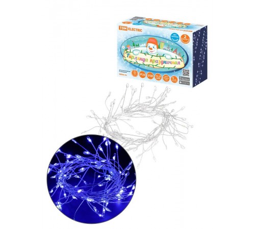 Гирлянда светодиодная "Самоцветы" 100LED, 2 м, синий, USB, IP20,  SQ0361-0201  TDM