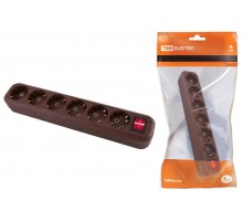 Колодка розеточная 6 гнезд 2П+3 с выключателем16А 250В "Эко" (бук)   SQ1806-0072  TDM