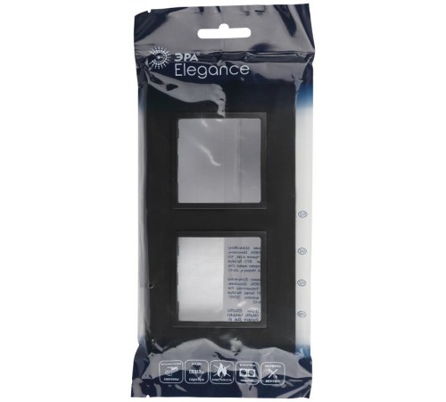 Рамка для розеток и выключателей Elegance 14-5012-05 Classic, на 2 поста, антрацит  Б0060580  ЭРА