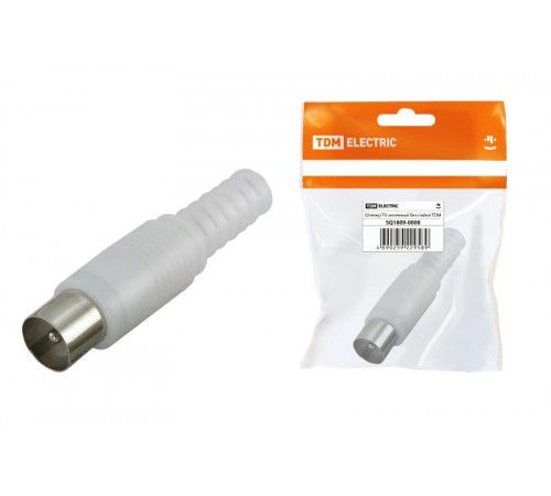 Штекер TV антенный пласт. без пайки белый, инд. упаковка   SQ1809-0008  TDM