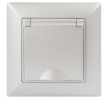 Розетка Intro Solo 4-203-06 с заземлением 2P+E Schuko с крышкой, 16А-250В, IP20, СУ, перламутр  Б0053662  Intro