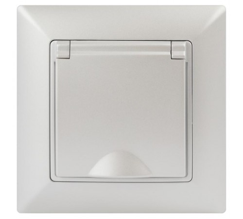 Розетка Intro Solo 4-203-06 с заземлением 2P+E Schuko с крышкой, 16А-250В, IP20, СУ, перламутр  Б0053662  Intro