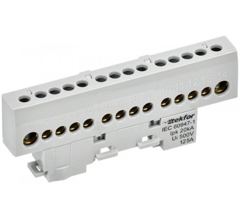 TEKFOR Шина L "фаза" изолированная на универсальном держателе 8х12-14-Ср  TF-NN20-14-KL-K03  IEK