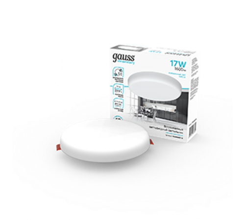 Светильник встраиваемый downlight Elementary Adjustable Frameless FL круг 17W, 1600lm, 4000K, 119mm, монтаж 55-95, 1/60  9034460218  Gauss
