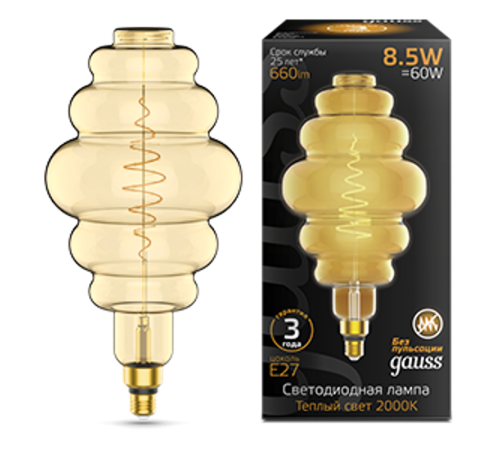 Лампа светодиодная LED Filament Honeycomb E27 8.5W Amber 660lm 2000K 1/2  161802105  Gauss