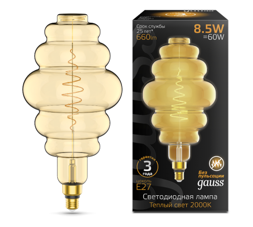 Лампа светодиодная LED Filament Honeycomb E27 8.5W Amber 660lm 2000K 1/2  161802105  Gauss