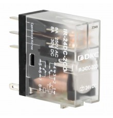 Одиночное реле, 2 перекидных контакта, 24 В DC  IR-24DC-2CO  DKC