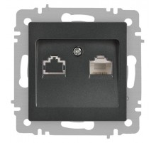 Розетка Intro Accent 6-303-07 информационная RJ45, IP20, СУ, графит  Б0063638  Intro