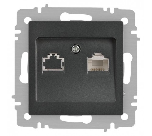 Розетка Intro Accent 6-303-07 информационная RJ45, IP20, СУ, графит  Б0063638  Intro