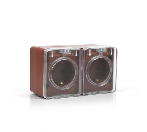 AtlasDesign Profi54 Терракотовый О/У Розетка двойная с заземлением со шторками 16А  ATN547026  SE