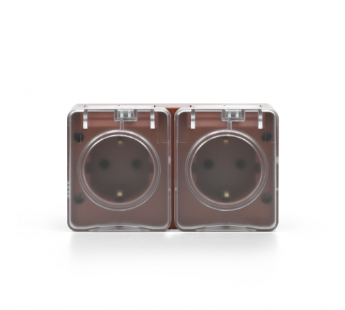 AtlasDesign Profi54 Терракотовый О/У Розетка двойная с заземлением со шторками 16А  ATN547026  SE