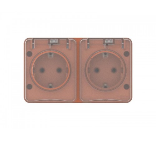 AtlasDesign Profi54 Терракотовый О/У Розетка двойная с заземлением со шторками 16А  ATN547026  SE