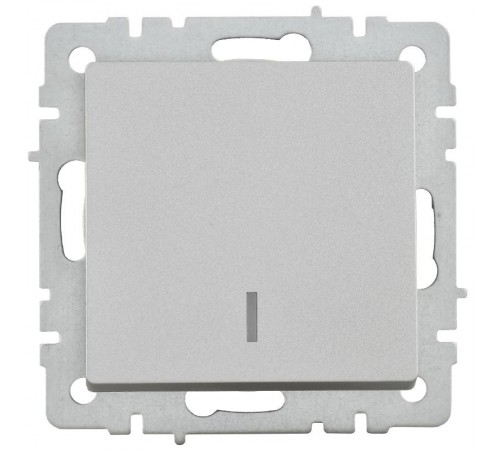 BRITE Выключатель 1-клавишный с индикацией 10А ВС10-1-1-БрА алюминий  BR-V10-1-10-K47  IEK