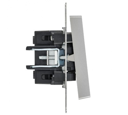 BRITE Выключатель 1-клавишный с индикацией 10А ВС10-1-1-БрА алюминий  BR-V10-1-10-K47  IEK