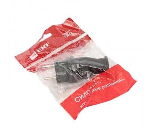 Вилка прямая каучуковая 230В, 2P+PE, 16A, IP44 Basic  RPS-011-16-230-44  EKF