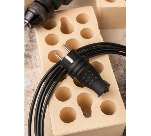 Вилка прямая каучуковая 230В, 2P+PE, 16A, IP44 Basic  RPS-011-16-230-44  EKF