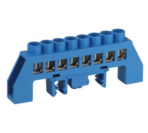 Шина  NO-224-110 N ноль в комбинированном изоляторе на DIN-рейку ШНИ-8х12-8-Д-синий  Б0062964  ЭРА