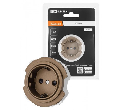 Розетка 2П+З 16А 250В с защ. шт. бронза, "Байкал"   SQ1819-0407  TDM