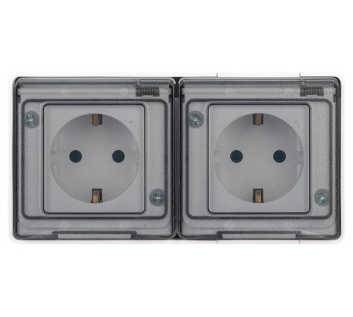 Розетка ЭРА Эксперт 11-2503-01 2х2P+E гориз. IP55, 16A-250В, ОУ, Белый  Б0063264  ЭРА