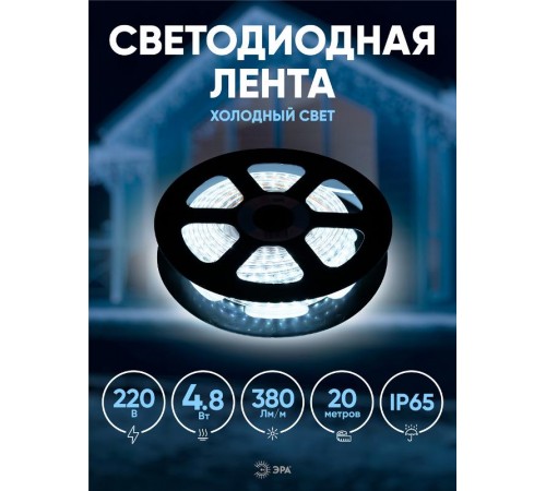 Лента светодиодная LS2835-4,8-60-220-6500К-IP67-20m  Б0043095  ЭРА