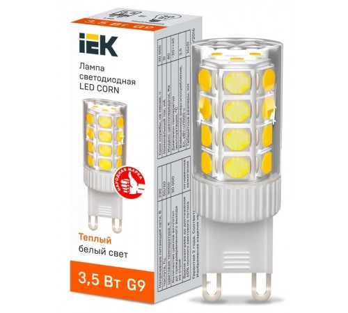 Лампа светодиодная CORN капсула 3,5Вт 230В 3000К керамика G9   LLE-CORN-4-230-30-G9  IEK