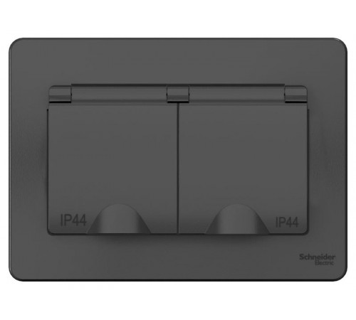 Blanca Антрацит С/У Розетка 2-ая с заземлением IP44 со шторками, 16А, 250В  BLNRS441126  SE