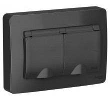 Blanca Антрацит С/У Розетка 2-ая с заземлением IP44 со шторками, 16А, 250В  BLNRS441126  SE