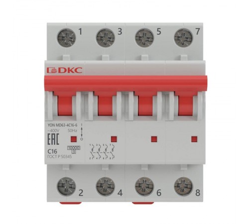 Выключатель автоматический четырехполюсный YON MD63-4B25-6 6kA  MD63-4B25-6  DKC