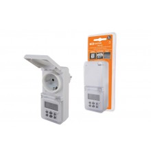 Таймер розеточный ТРЭ-02-1мин/7дн-10on/off-8А-IP44 (недельный, защита от влаги)  SQ1506-0005  TDM ELECTRIC