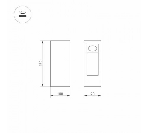 Светильник LGD-MARK-BOLL-H250-7W Warm3000 (GR, 60 deg, 230V) (Arlight, IP54 Металл, 3 года)  029975  Arlight