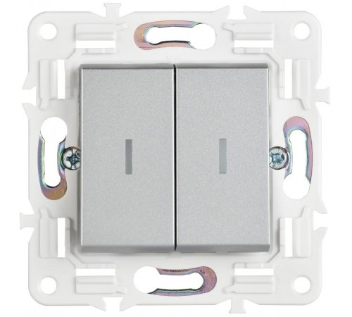 SKANDY Выключатель 2-клавишный проходной с индикацией 10А SK-V10S серебряный  SK-V22-1-10-K23  IEK