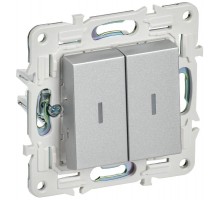 SKANDY Выключатель 2-клавишный проходной с индикацией 10А SK-V10S серебряный  SK-V22-1-10-K23  IEK