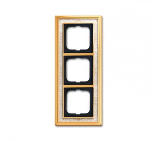 Рамка 3-постовая, серия Династия, Латунь полированная, белая роспись  1754-0-4572   2CKA001754A4572  ABB